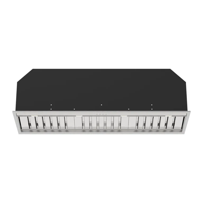 Front on and an angle view of a Whispair Monte Carlo 120 Super Deep undermount rangehood X3MD12S